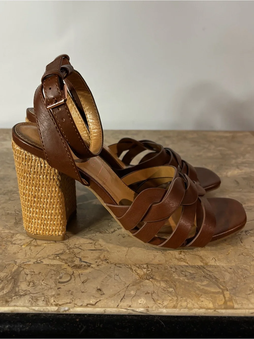 LC Lauren Conrad Bluegum Brown High Heel Sandals Size 6
